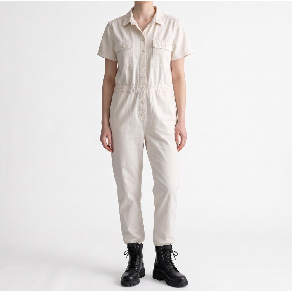 Outerknown S.E.A. Sea Suit Jumpsuit Boilersuit Natural Linen Cotton XL Oatmeal